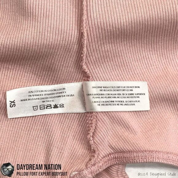 DOLLS KILL X DAYDREAM NATION PILLOW FORT BODYSUIT IN ROSE PINK RIBBED SIZE XS - Picture 11 of 14